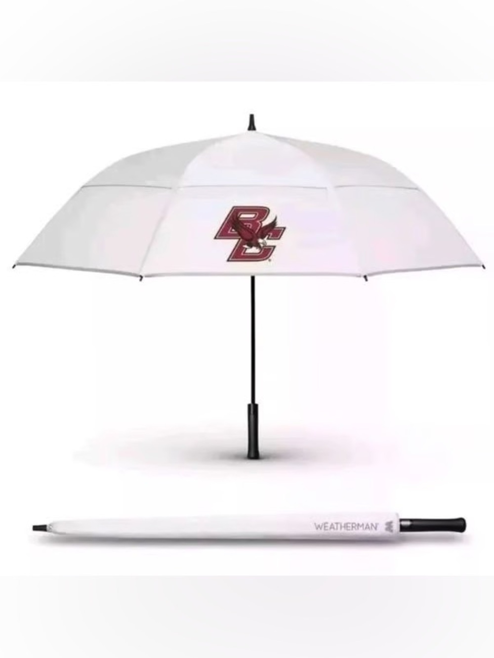 Weatherman NIB White Boston College Logo Golf Umbrella